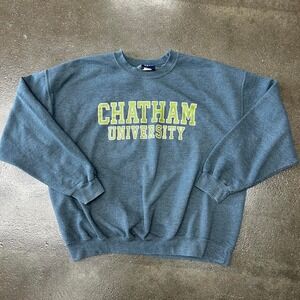 Y2K MV Sports Chatham University Gray Pullover Men's Size XL Crewneck Sweatshirt